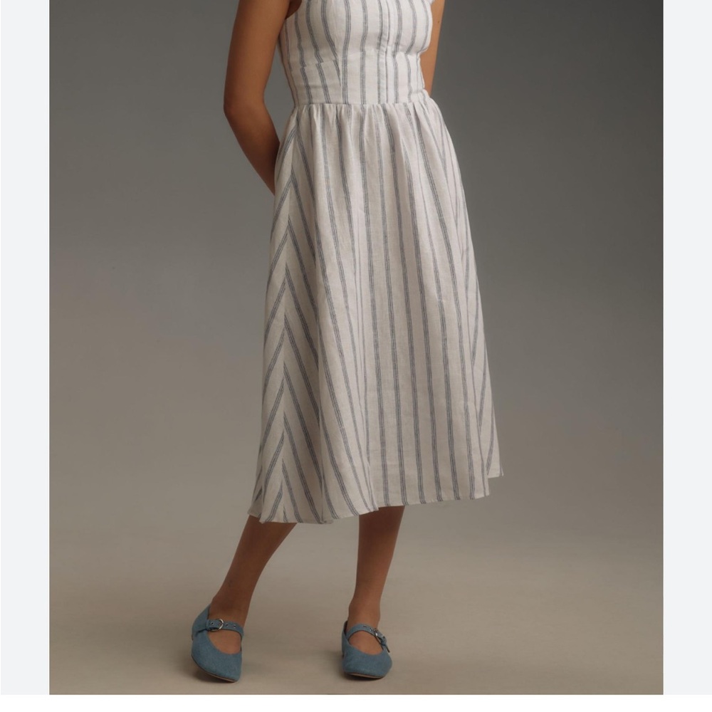 Reformation Tagliatelle Linen Dress in Neutral Motif
